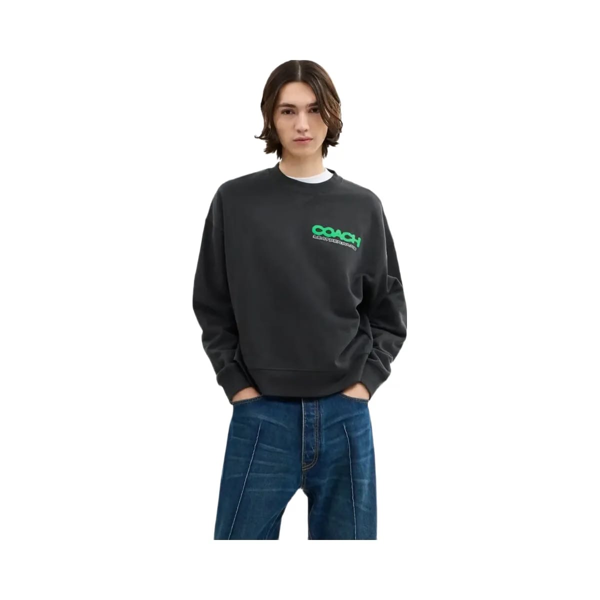 Coach Collage Sticker Crewneck Sweatshirt Washed Black