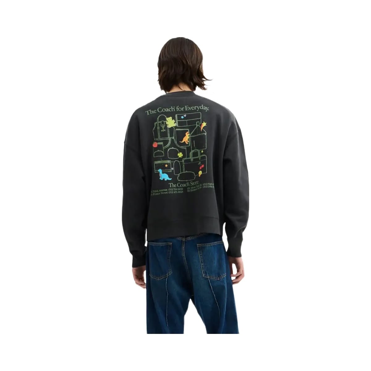 Coach Collage Sticker Crewneck Sweatshirt Washed Black