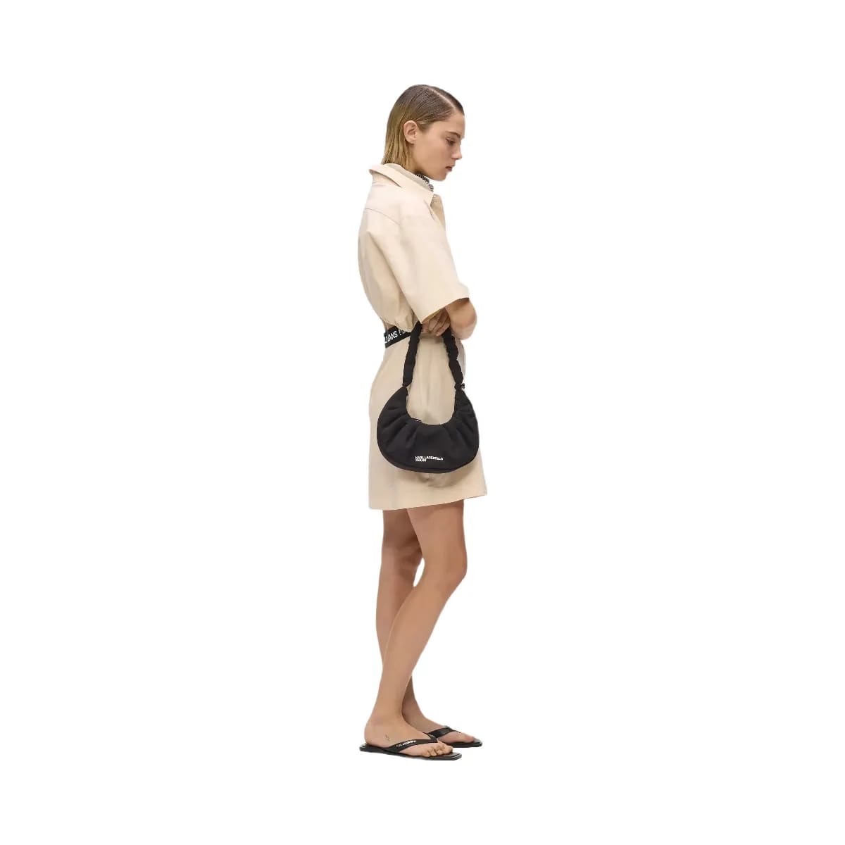 Karl Lagerfeld Gathered Small Hobo Bag Black