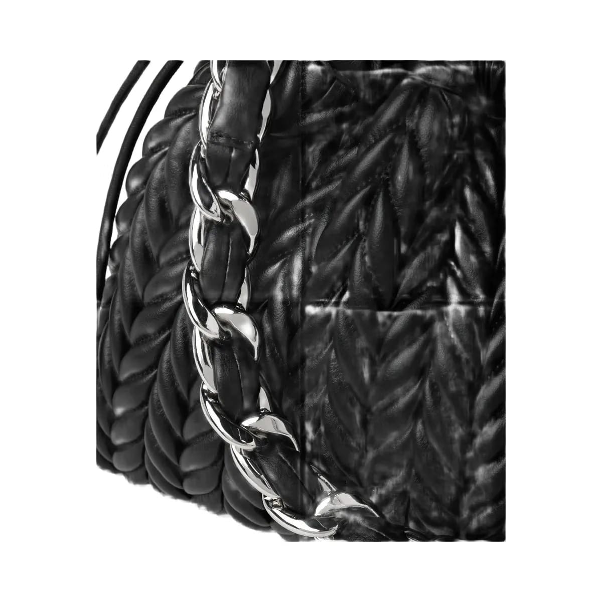 Karl Lagerfeld Weave Chain Shoulder Bag Black Nickel