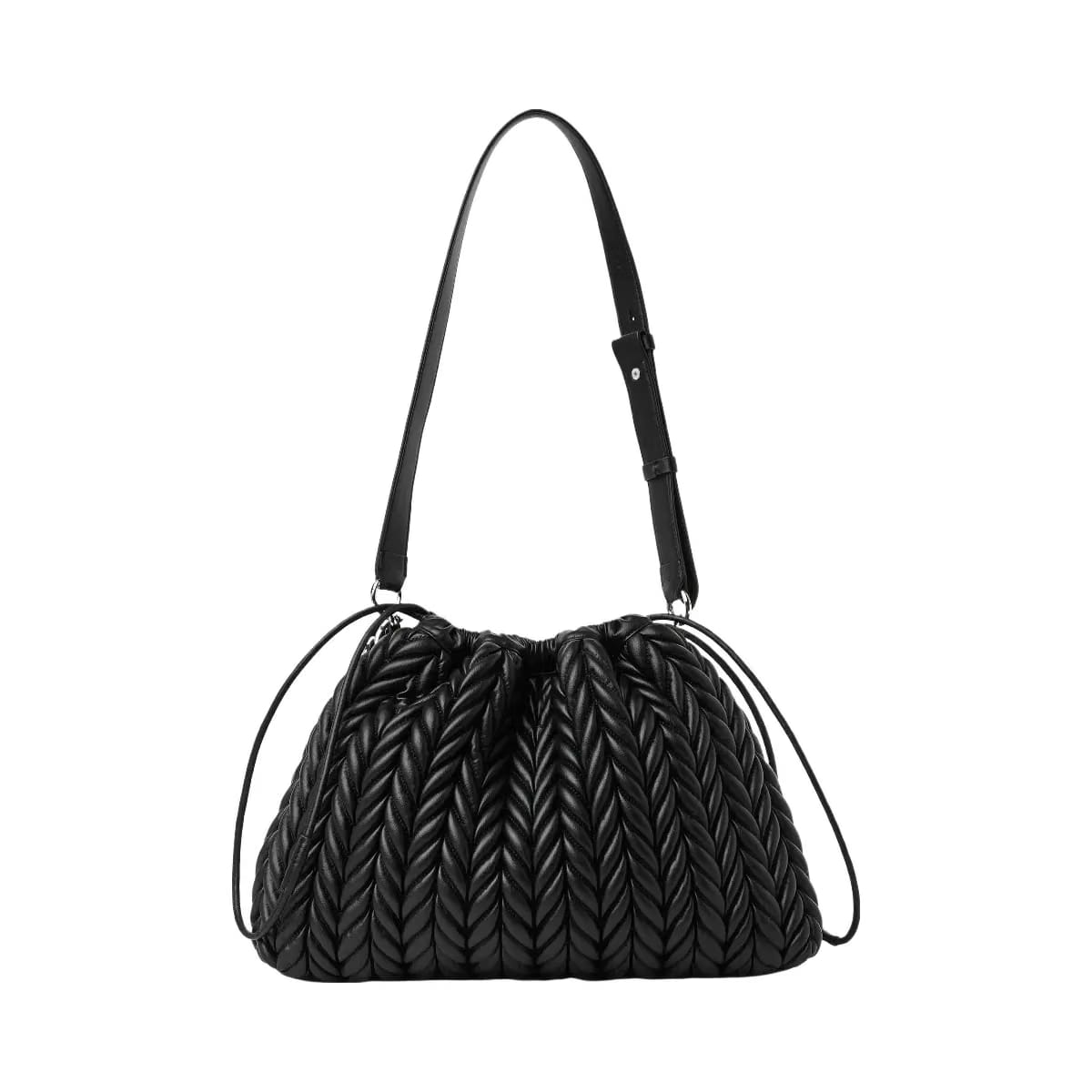 Karl Lagerfeld Weave Chain Shoulder Bag Black Nickel