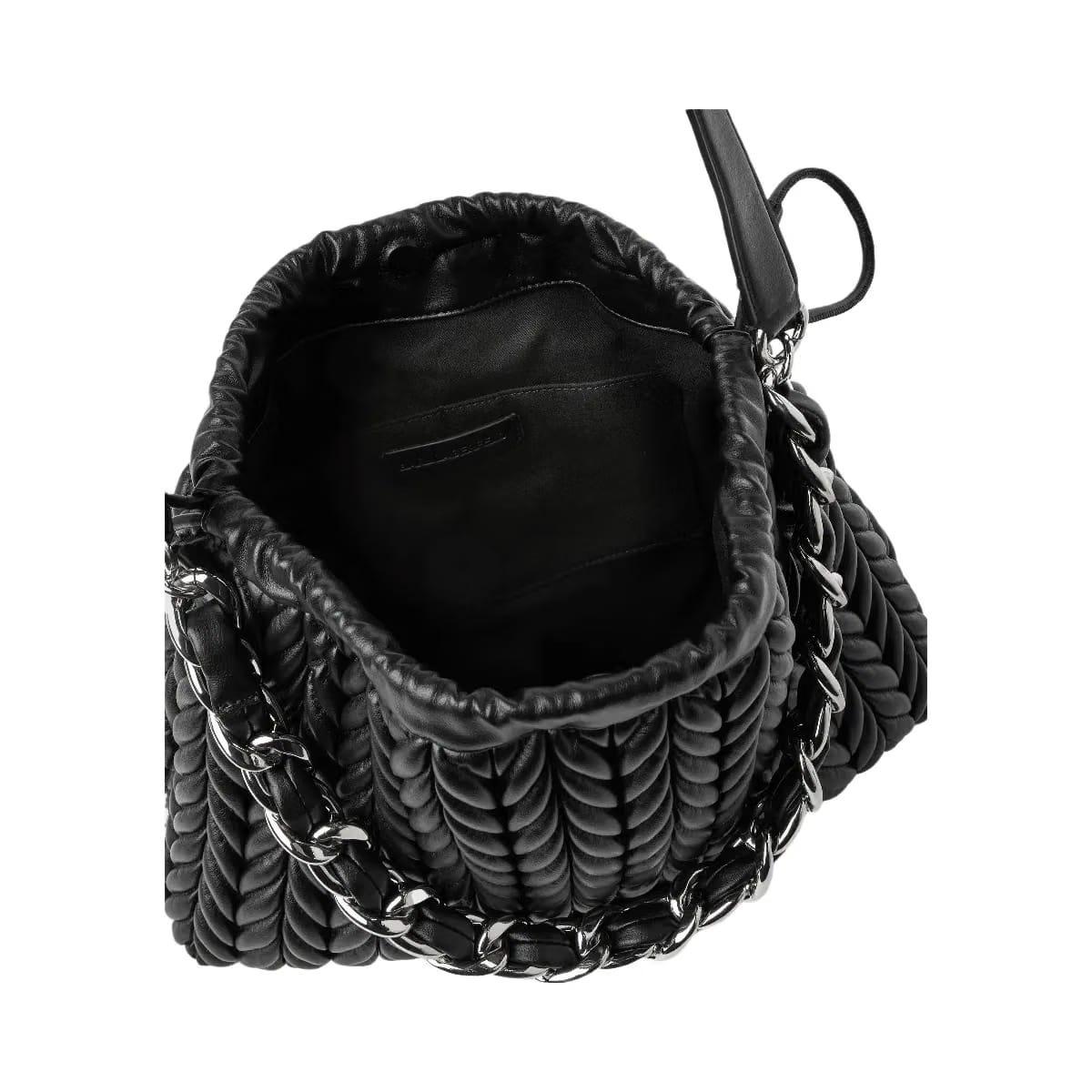 Karl Lagerfeld Weave Chain Shoulder Bag Black Nickel