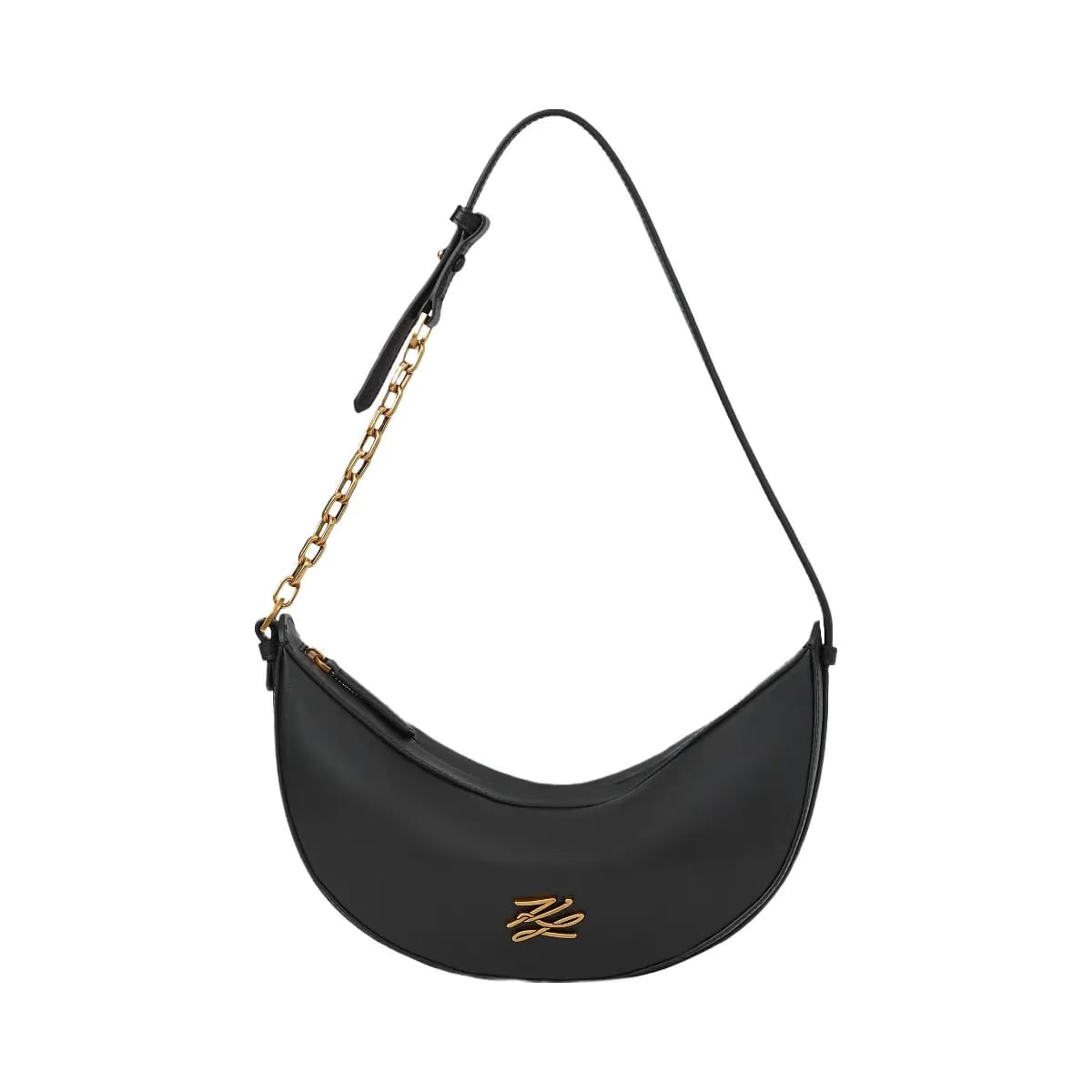 Karl Lagerfeld Autograph Small Moon Bag Black Gold