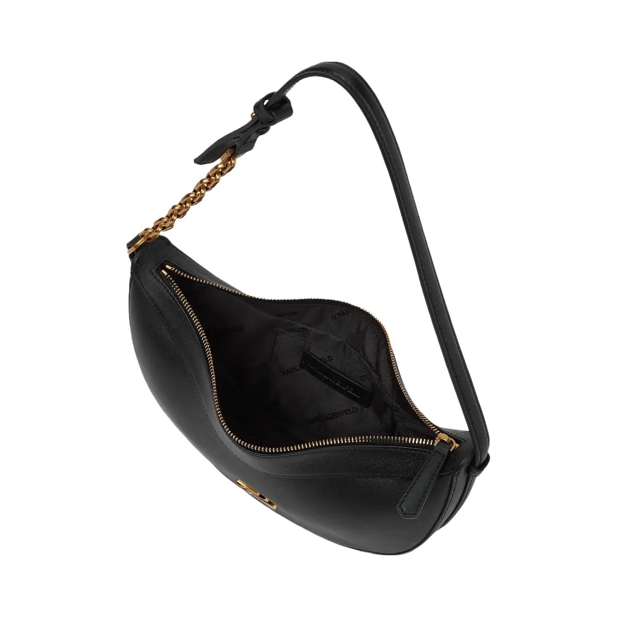 Karl Lagerfeld Autograph Small Moon Bag Black Gold