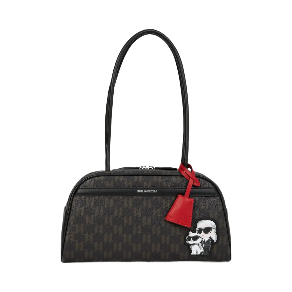 Karl Lagerfeld Ikon Monogram Bowling Bag Brown Monogram