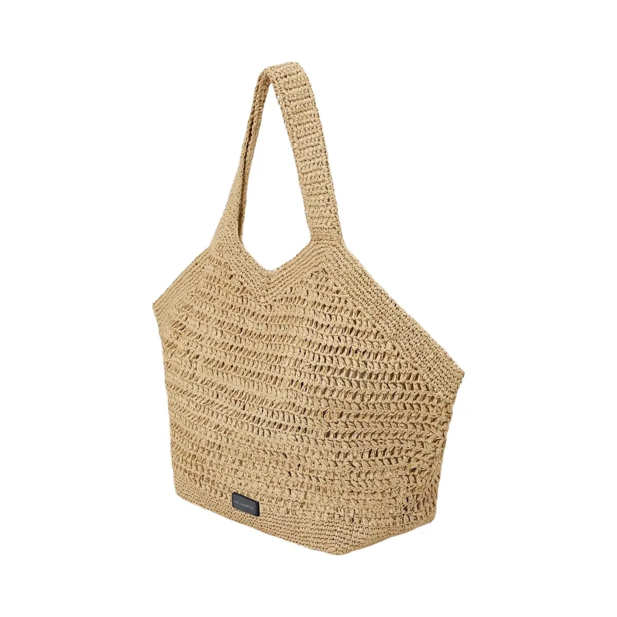 Karl Lagerfeld Signature Crochet Large Beach Bag Natural