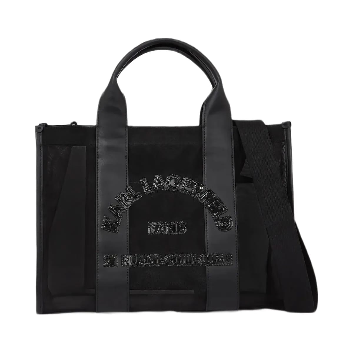 Karl Lagerfeld Rue St-Guillaume Square Mesh Medium Tote Bag Black