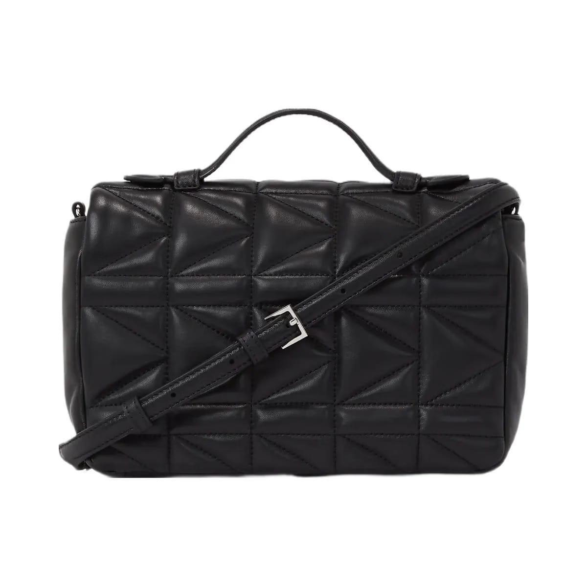 Karl Lagerfeld Kuilt Crossbody Top Handle Bag Black Nickel