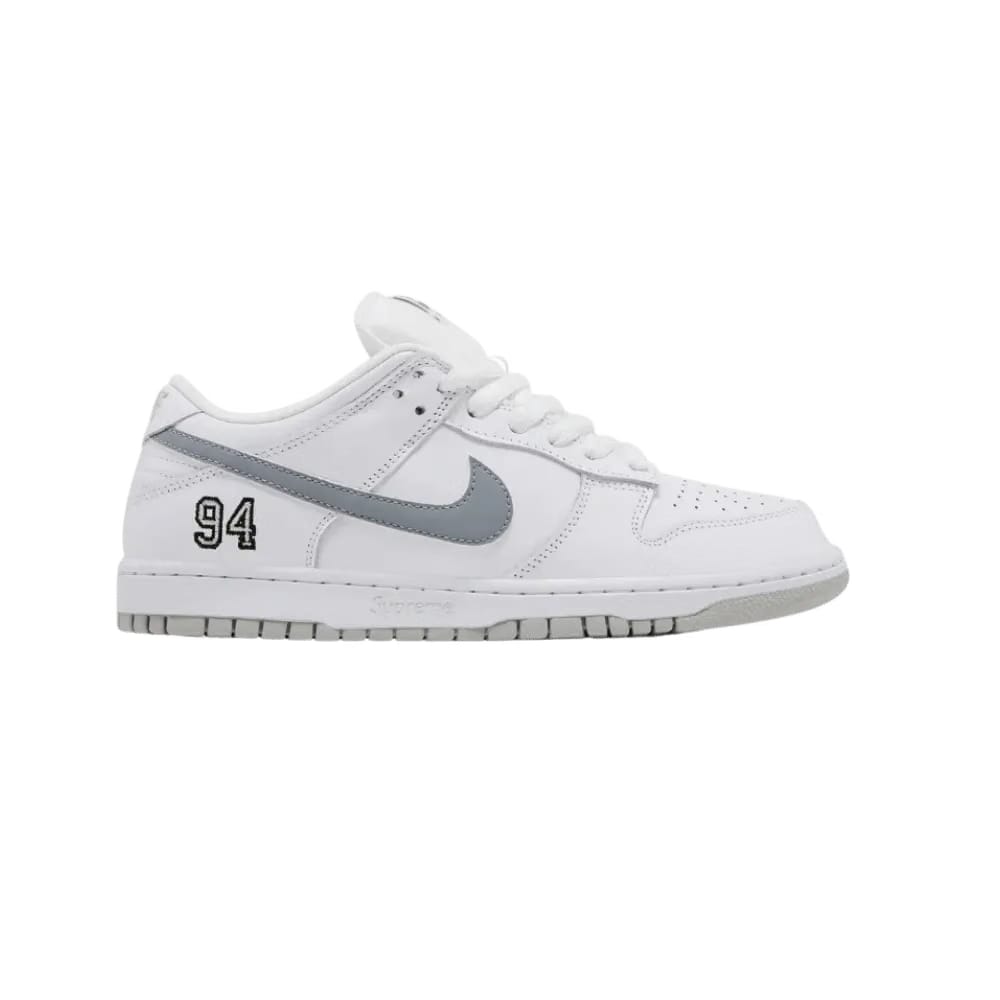 Nike Supreme x Dunk Low SB 'White Metallic Silver'