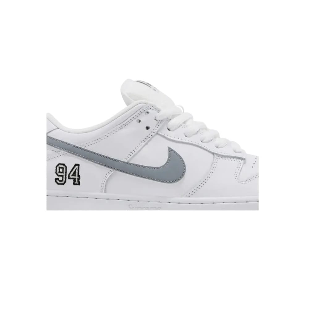 Nike Supreme x Dunk Low SB 'White Metallic Silver'