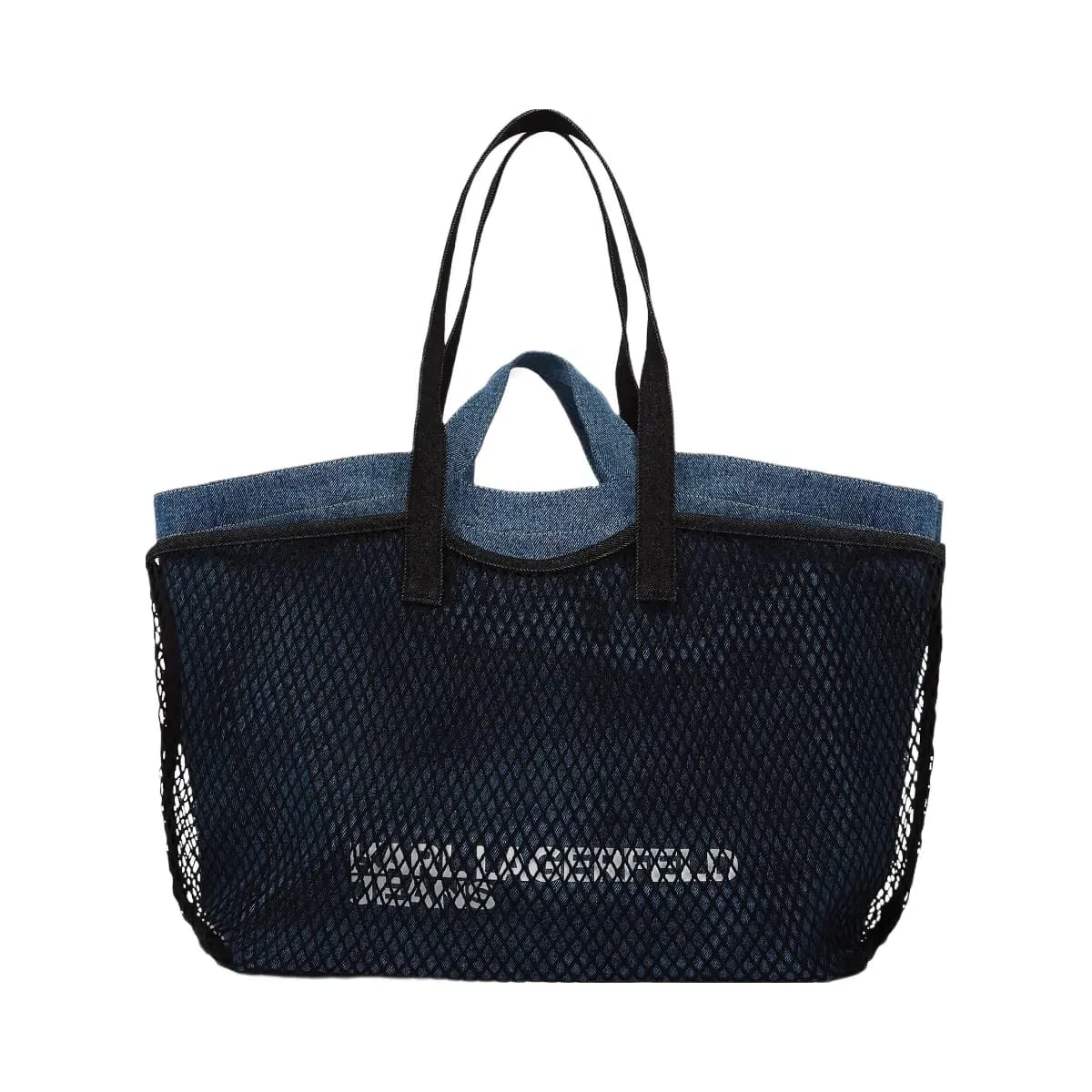 Karl Lagerfeld Double Mesh Denim Shopper Washed Mid Blue