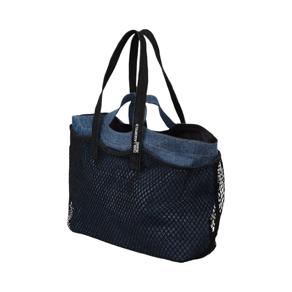 Karl Lagerfeld Double Mesh Denim Shopper Washed Mid Blue