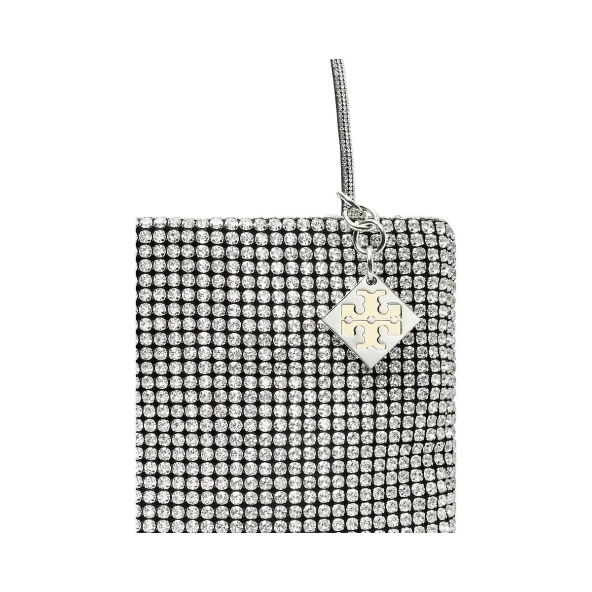Tory Burch Night Owl Crystal-Embellished Mini Tote Silver