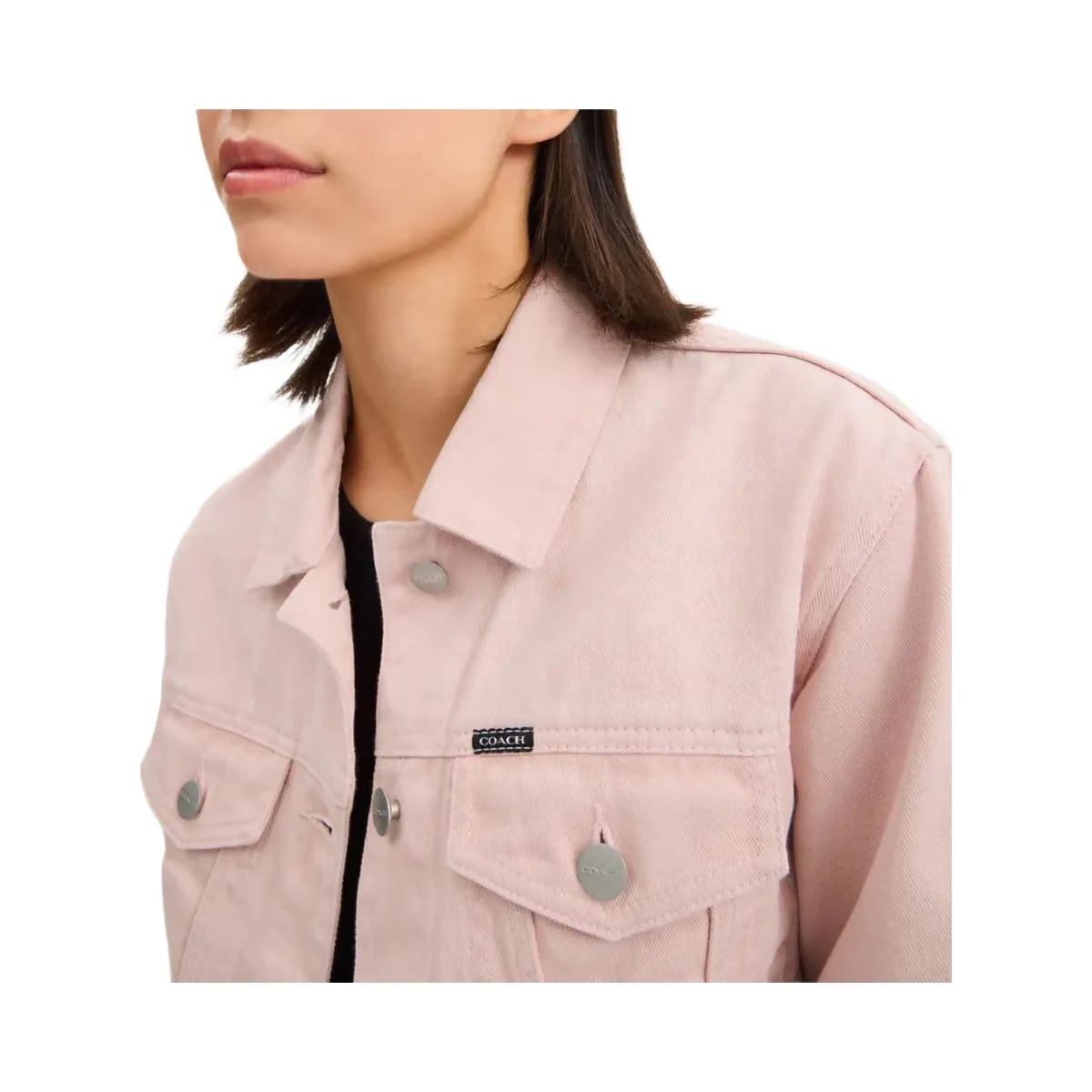 Coach Colorful Signature Denim Jacket Pink