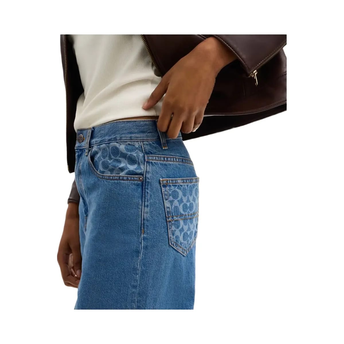 Coach High Rise Denim Jeans Hudson Medium Wash