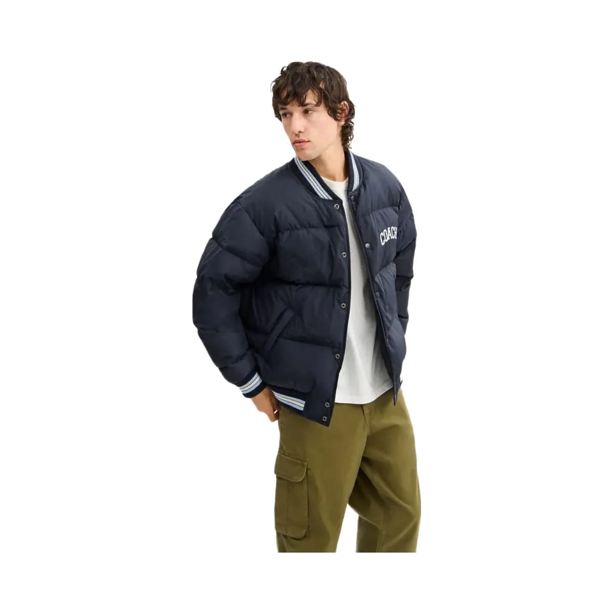 Coach Varsity Down Jacket In Recycled Polyester Navy
