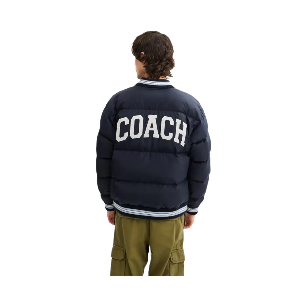 Coach Varsity Down Jacket In Recycled Polyester Navy