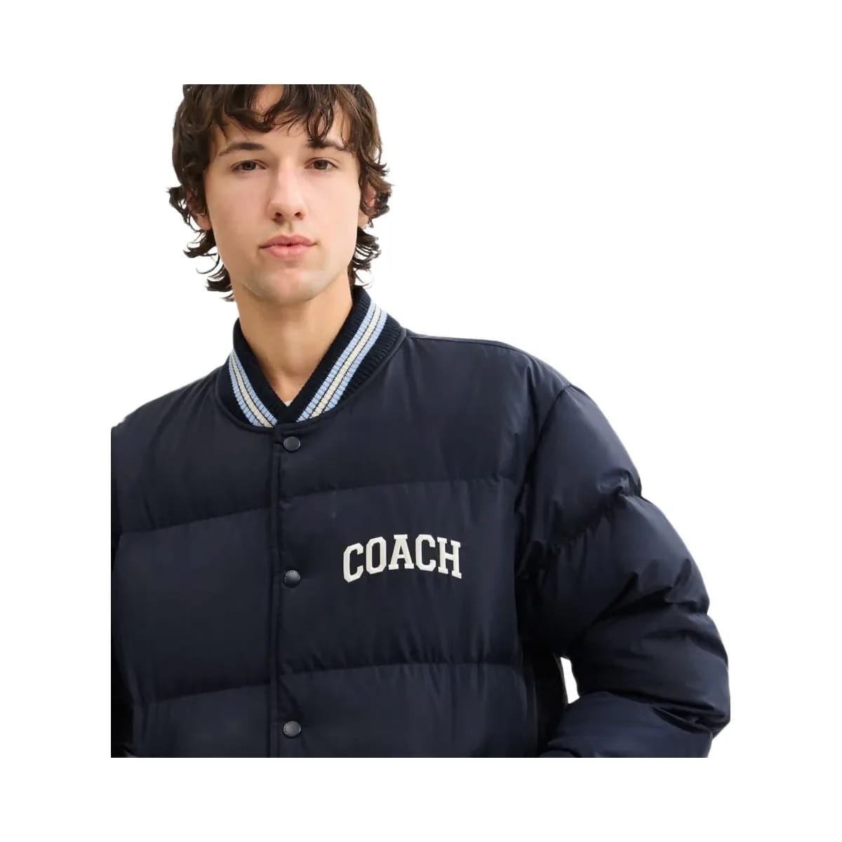 Coach Varsity Down Jacket In Recycled Polyester Navy