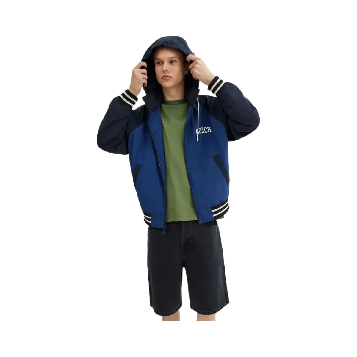 Coach Stadium Jacket In Recycled Polyamide Navy Blue