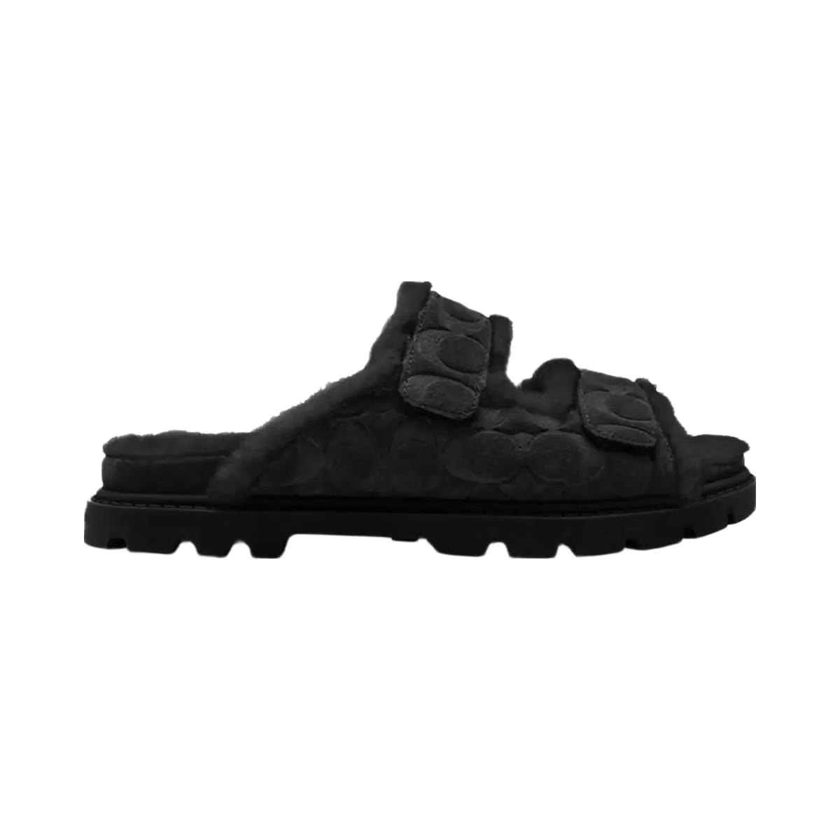 Coach Women's Two Band Sport Slide In Signature Suede Black