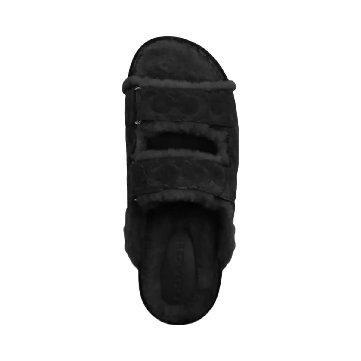 Coach Women's Two Band Sport Slide In Signature Suede Black