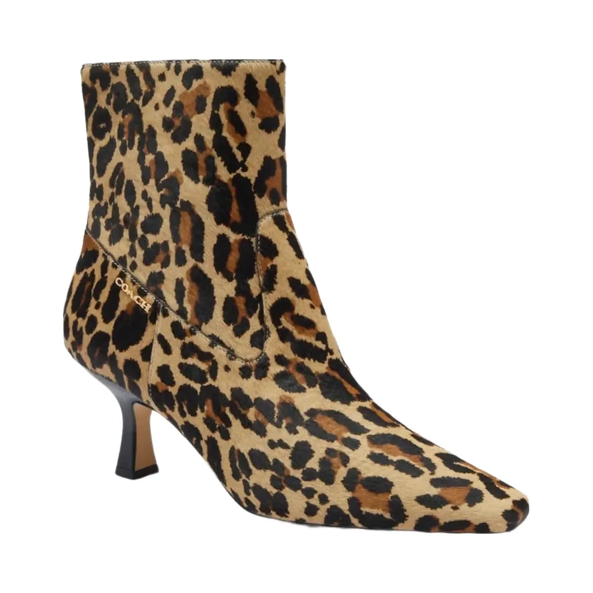 Coach Women's Kitten Heel Bootie With Leopard Print Tan & Black