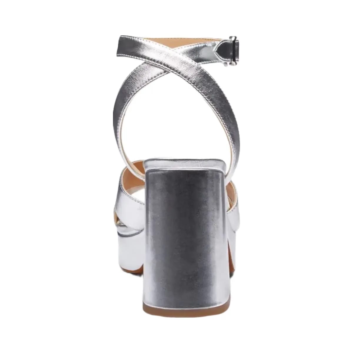 Coach Women's Block Heel Sandal Metallic Silver