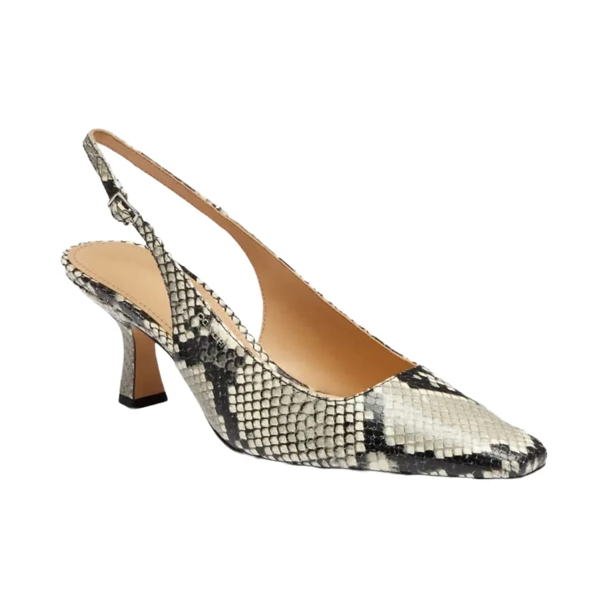Coach Women's Slingback Heel With Snake Print Natural