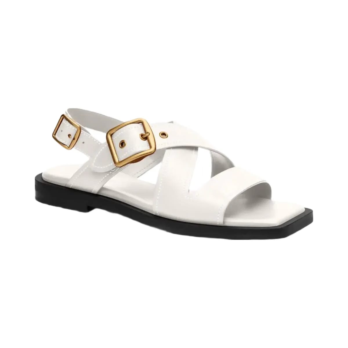 Coach Women's Archival Buckle Flat Sandal Chalk