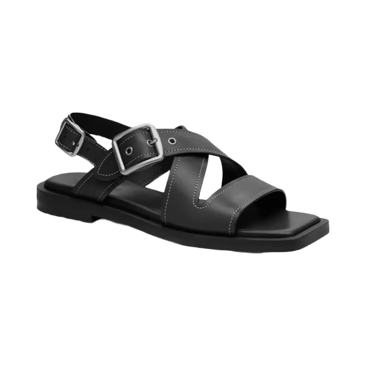 Coach Women's Archival Buckle Flat Sandal Black