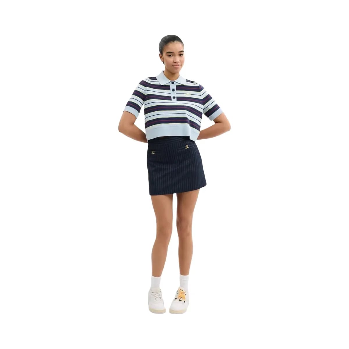 Coach Heritage C Tailored Mini Skirt White Navy