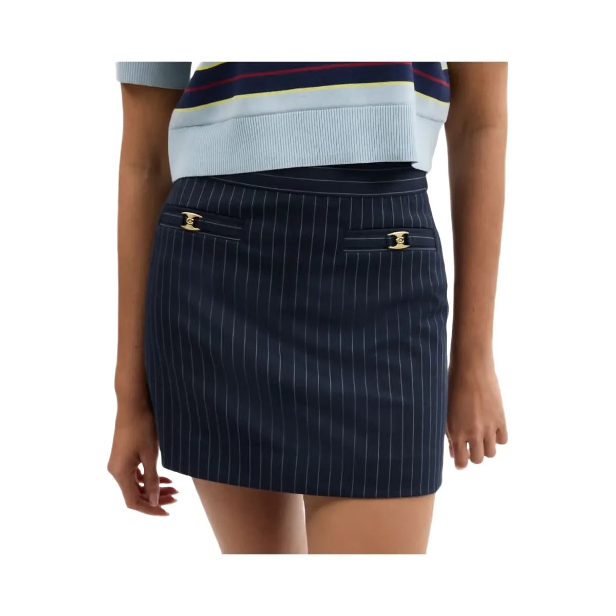 Coach Heritage C Tailored Mini Skirt White Navy