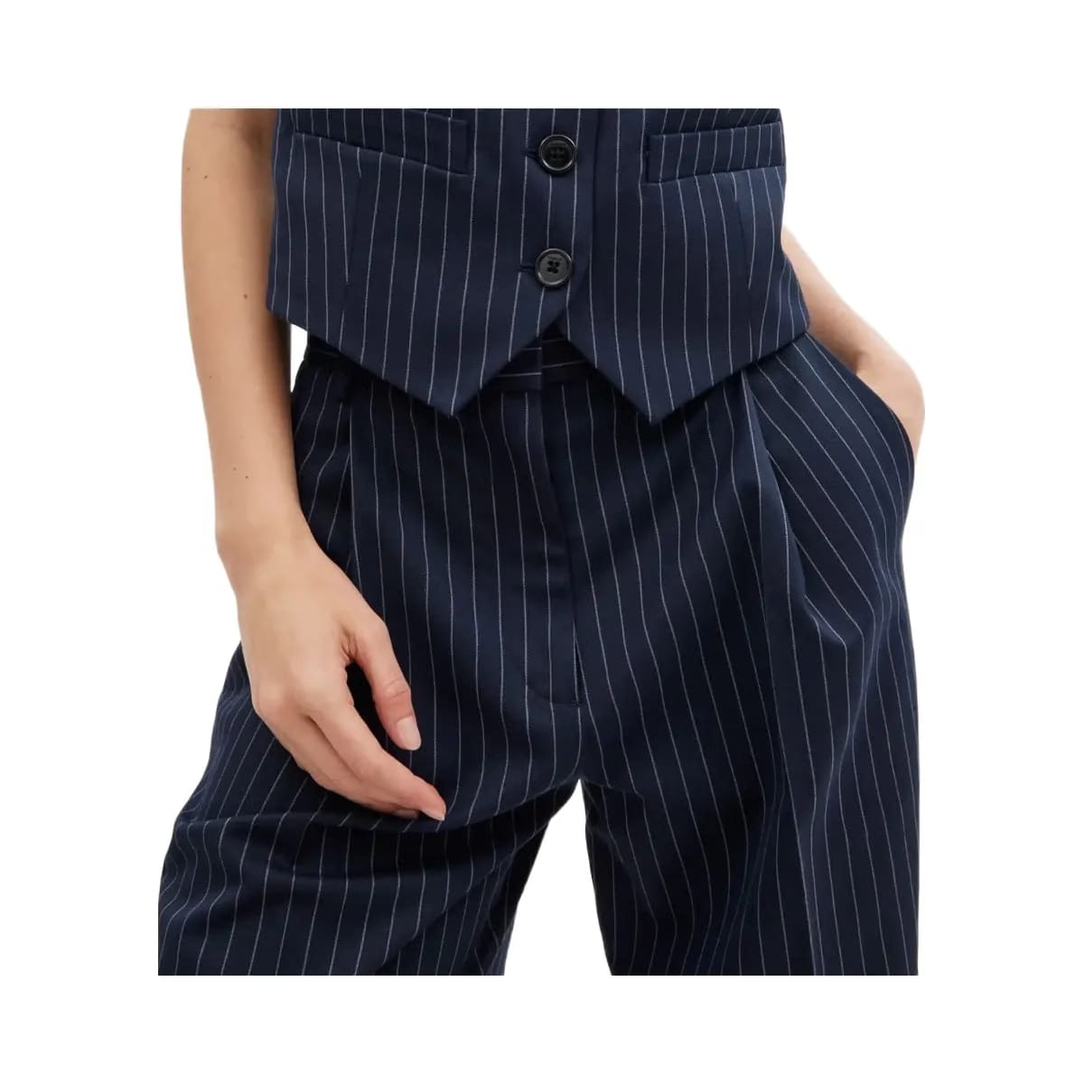 Coach Wide Leg Trousers Navy White