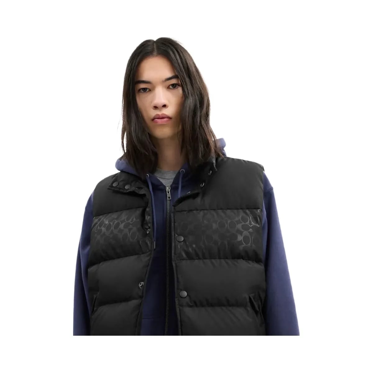 Coach Reversible Colorblock Down Vest Black