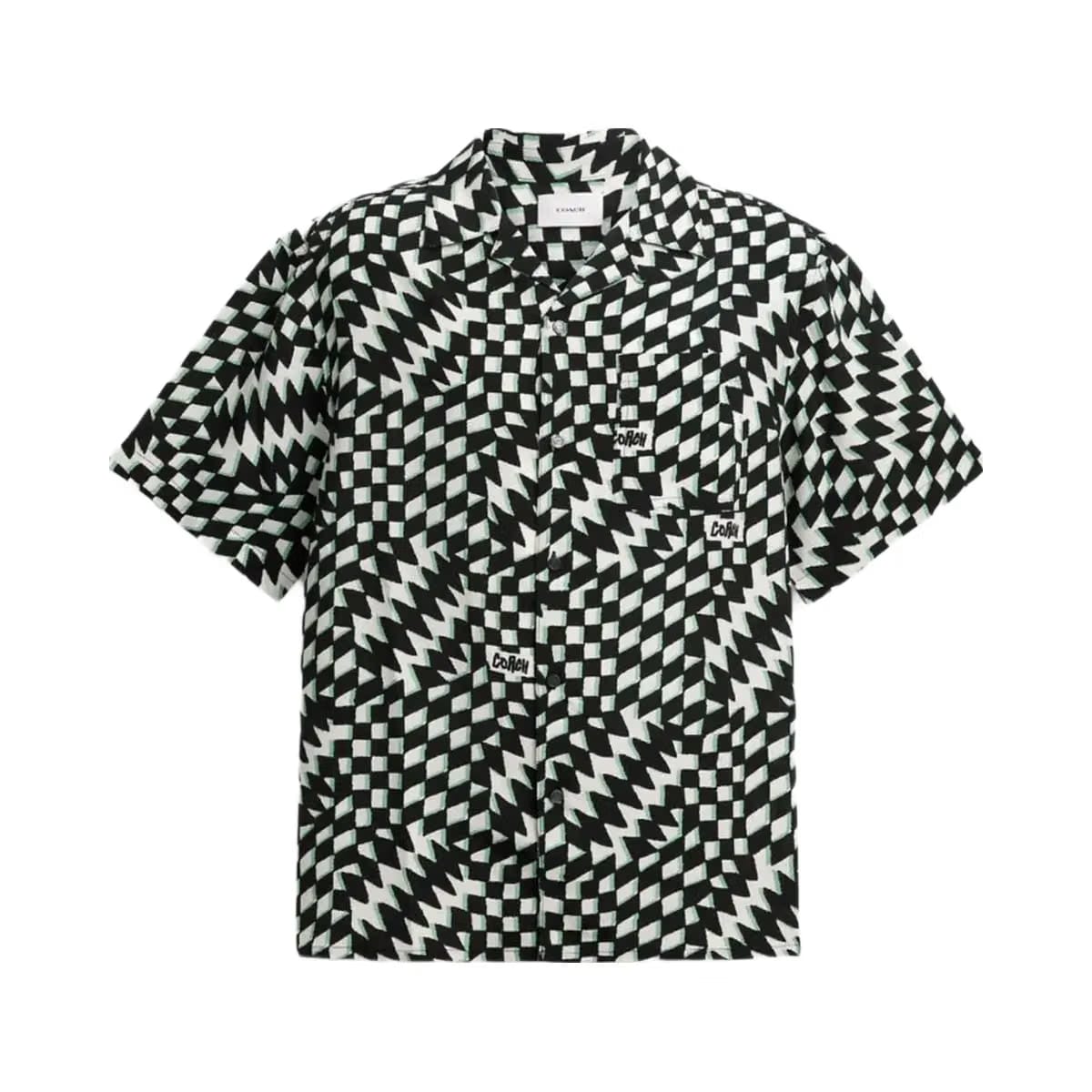 Coach Printed Camp Shirt Black Green Multi
