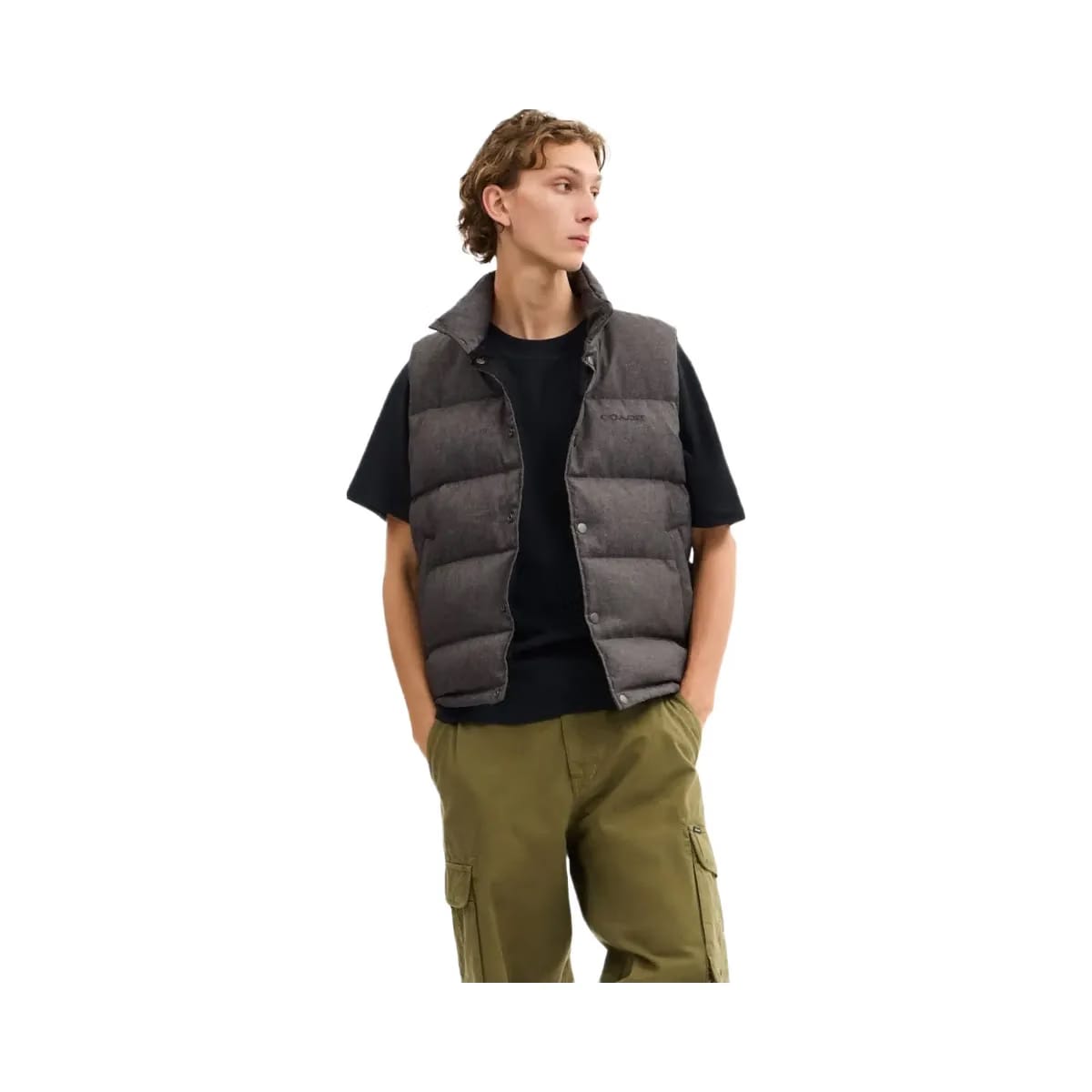 Coach Solid Down Vest Dark Heather Grey