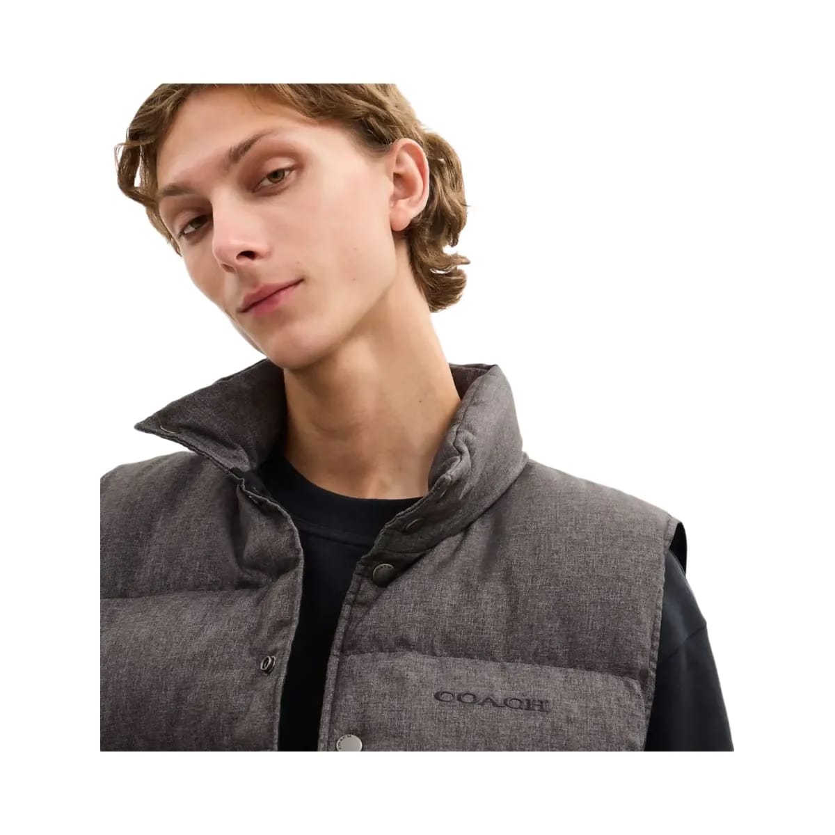 Coach Solid Down Vest Dark Heather Grey