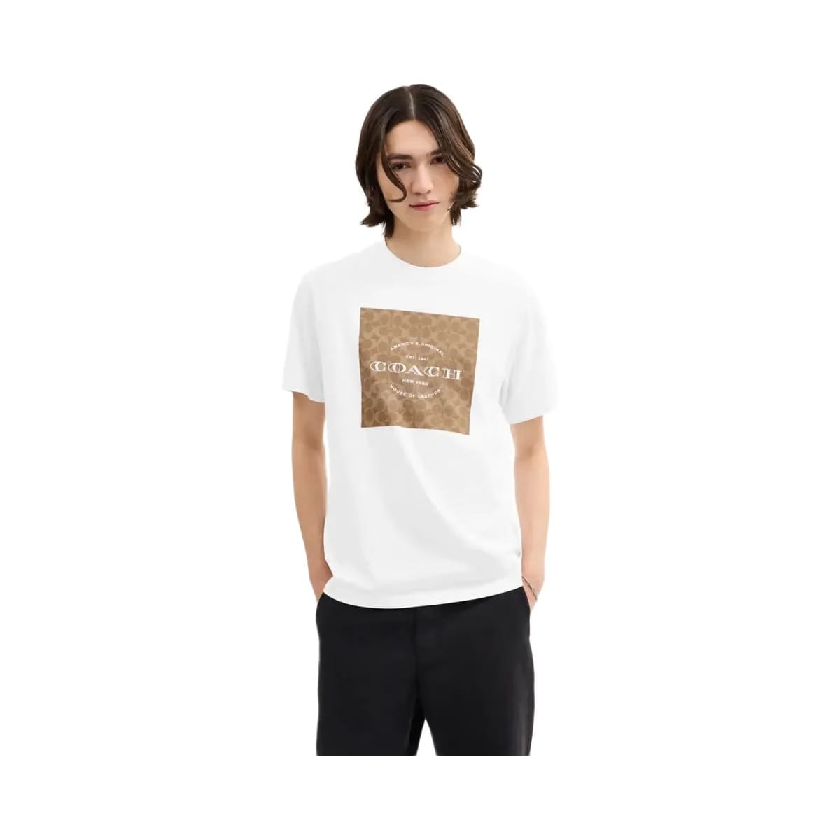 Coach Signature Square T-Shirt In Organic Cotton White