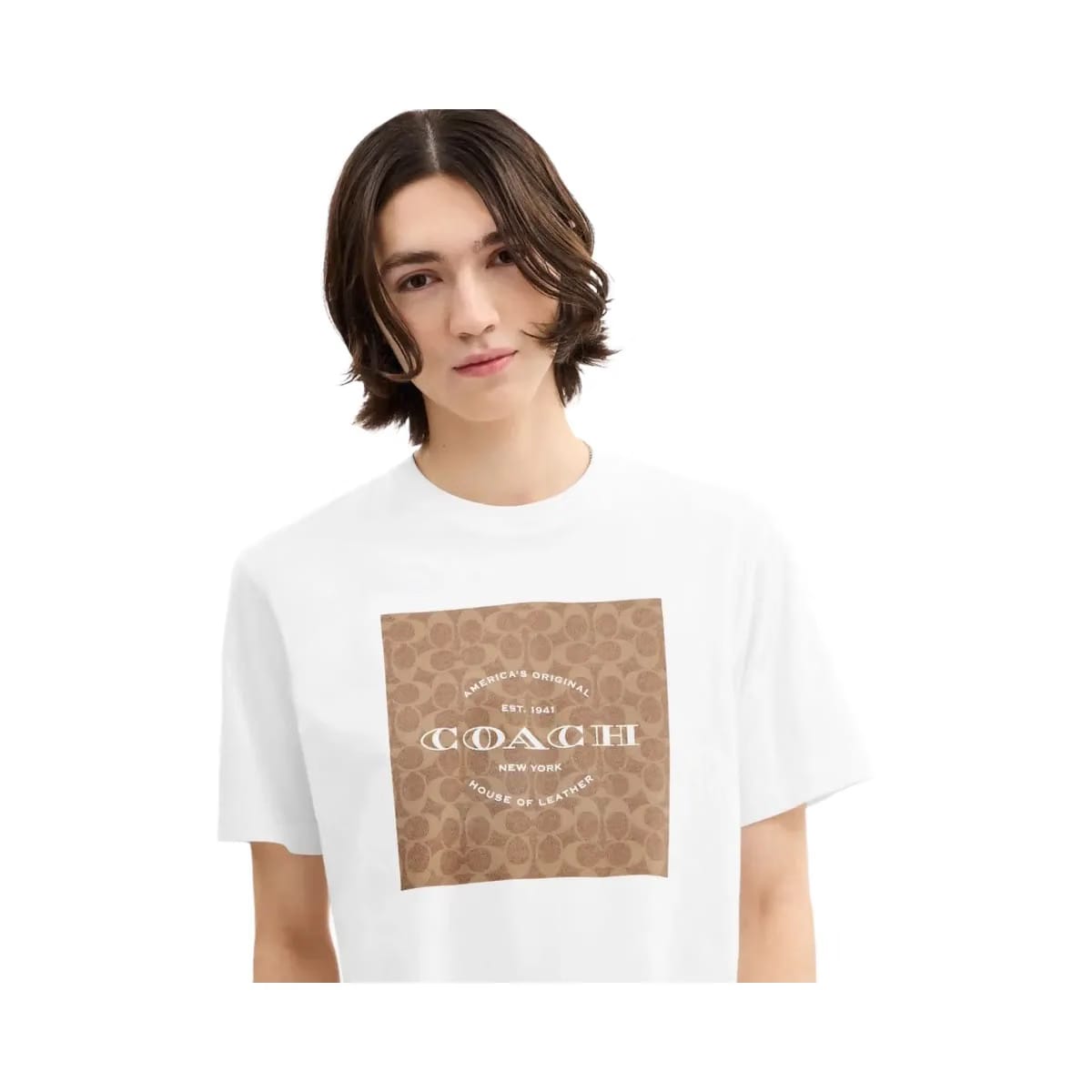 Coach Signature Square T-Shirt In Organic Cotton White