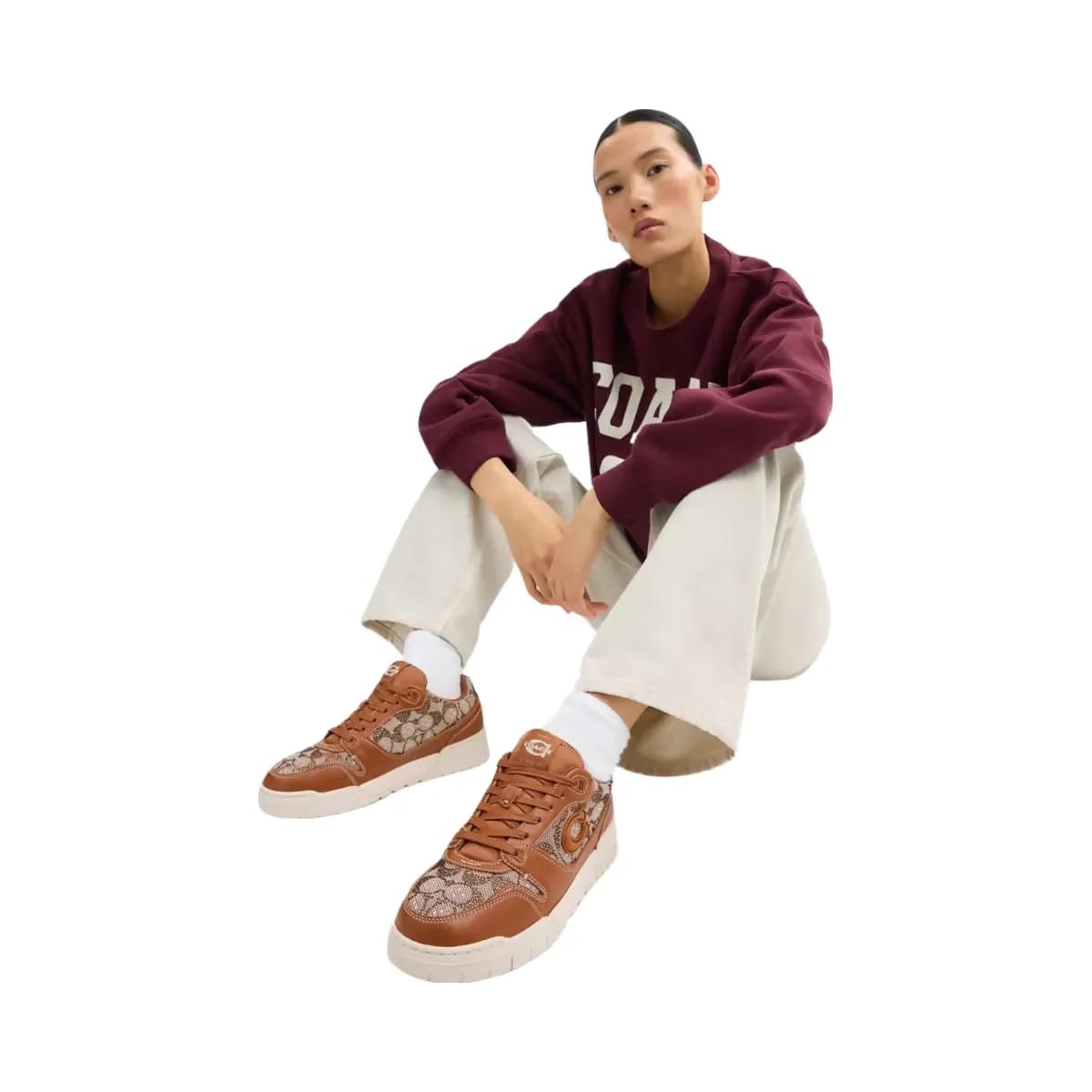 Coach Women's Soho Sneaker In Crystal Signature Jacquard Cocoa Burnished Amber