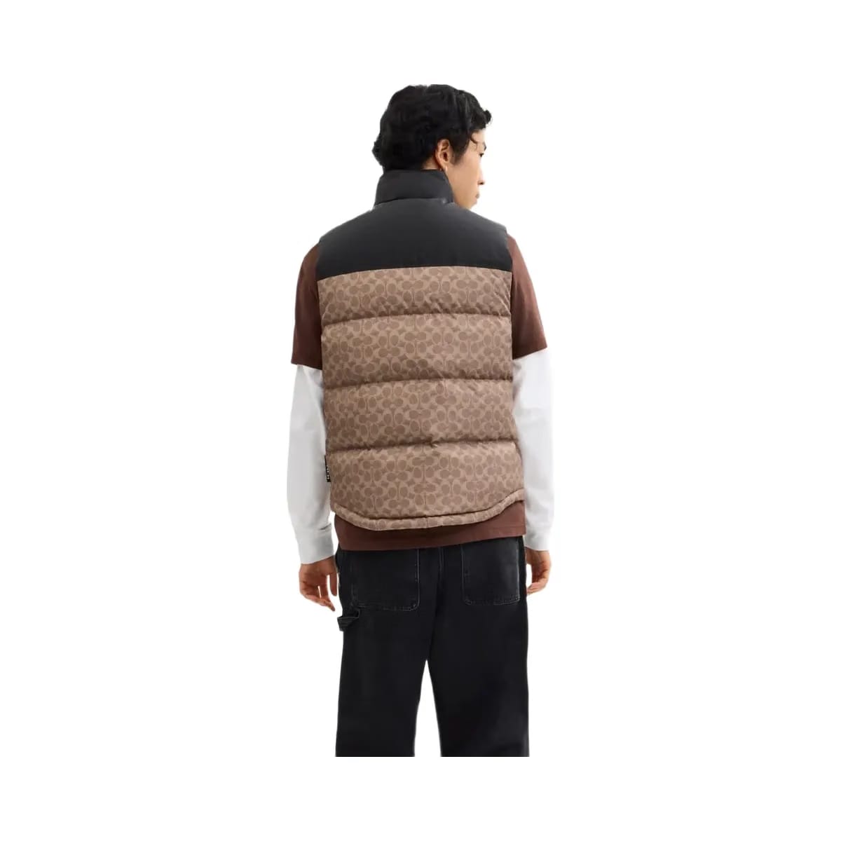 Coach Signature Down Vest In Recycled Polyester Tan Signature