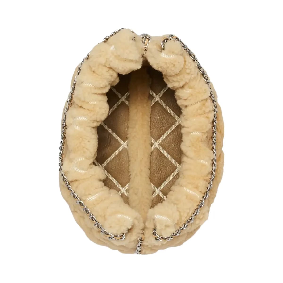 Tory Burch Mini Fleming Shearling Hobo Bag Ivory