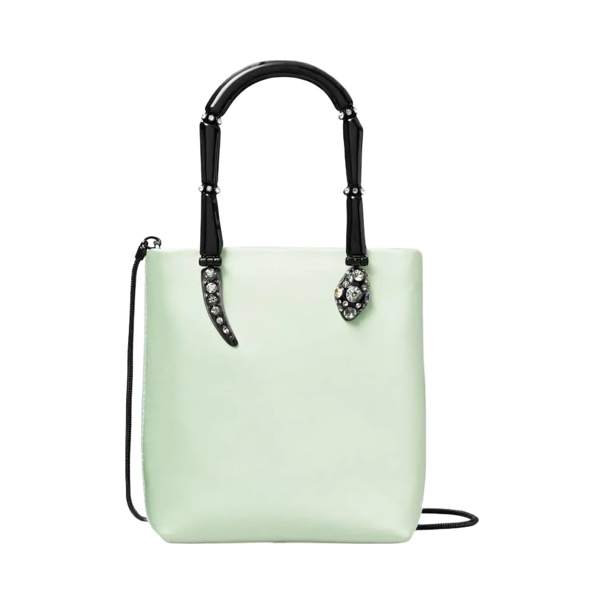 Tory Burch Mini Satin Snake Handle Tote Mint