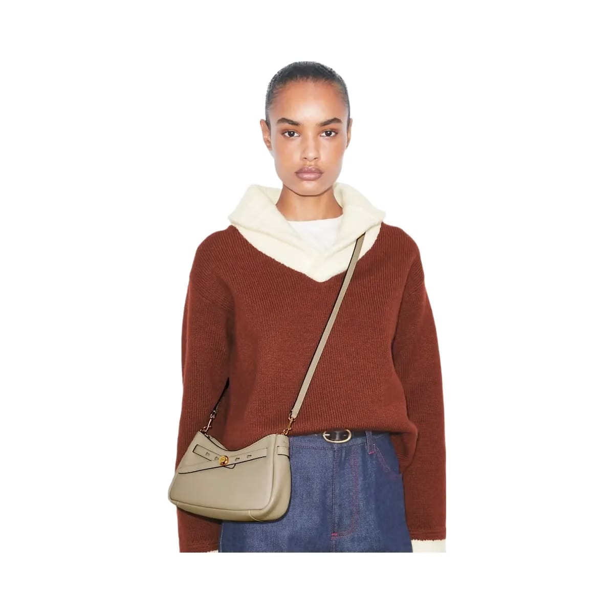 Tory Burch Romy Zip Top Crossbody Soft Cement