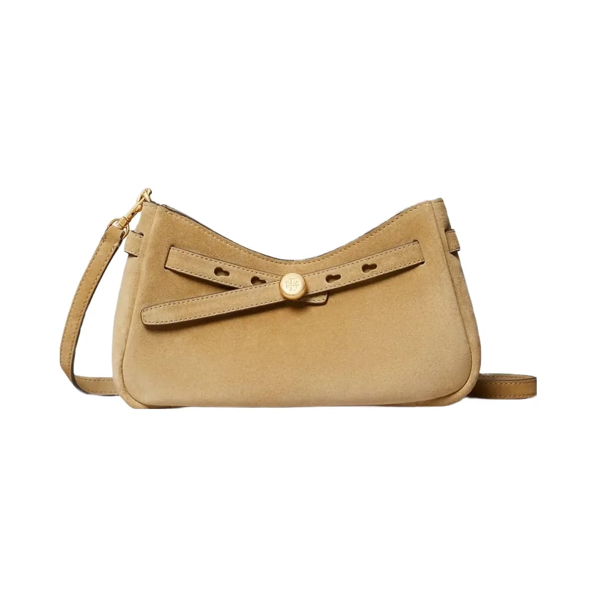 Tory Burch Romy Suede Zip Top Crossbody Bag Butter