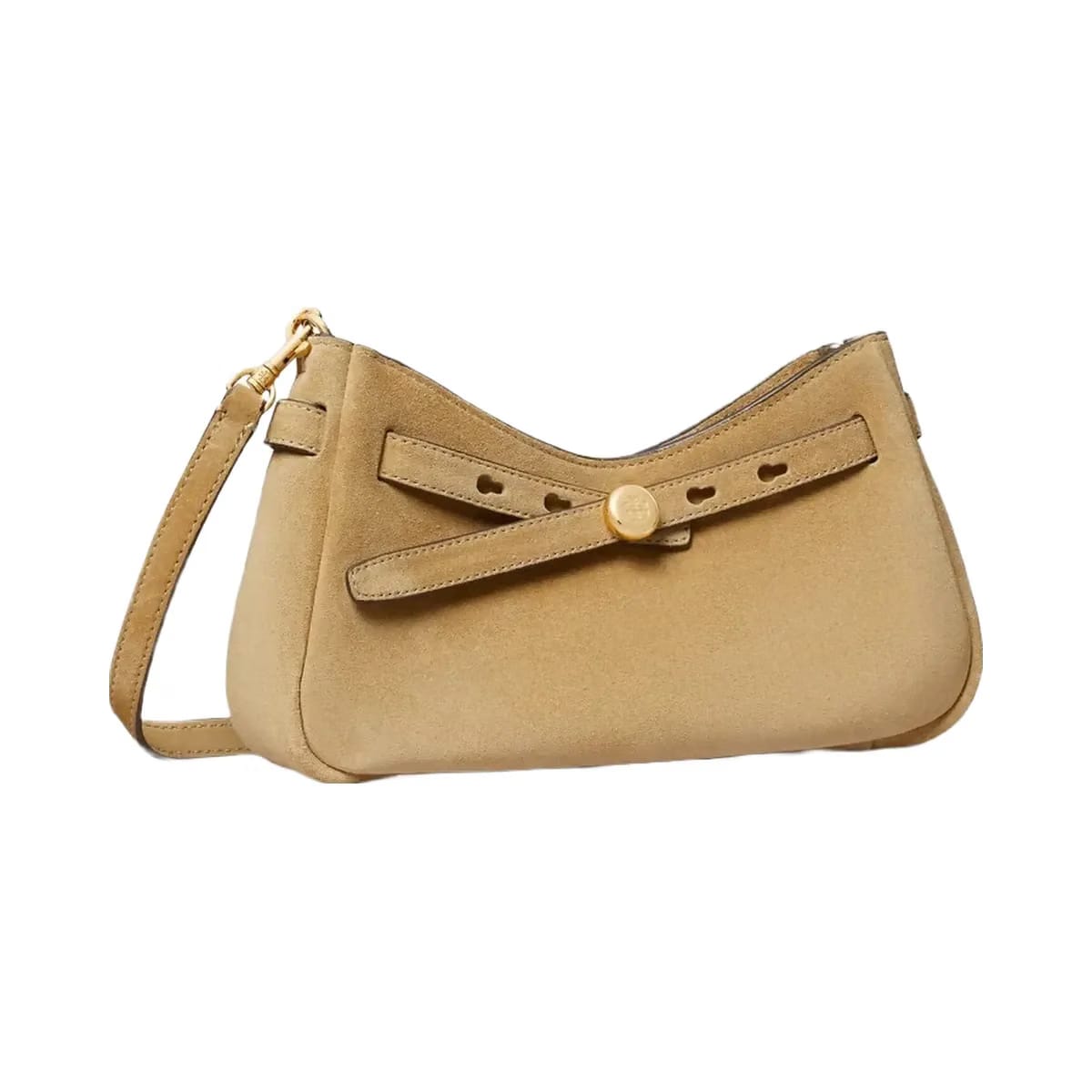 Tory Burch Romy Suede Zip Top Crossbody Bag Butter