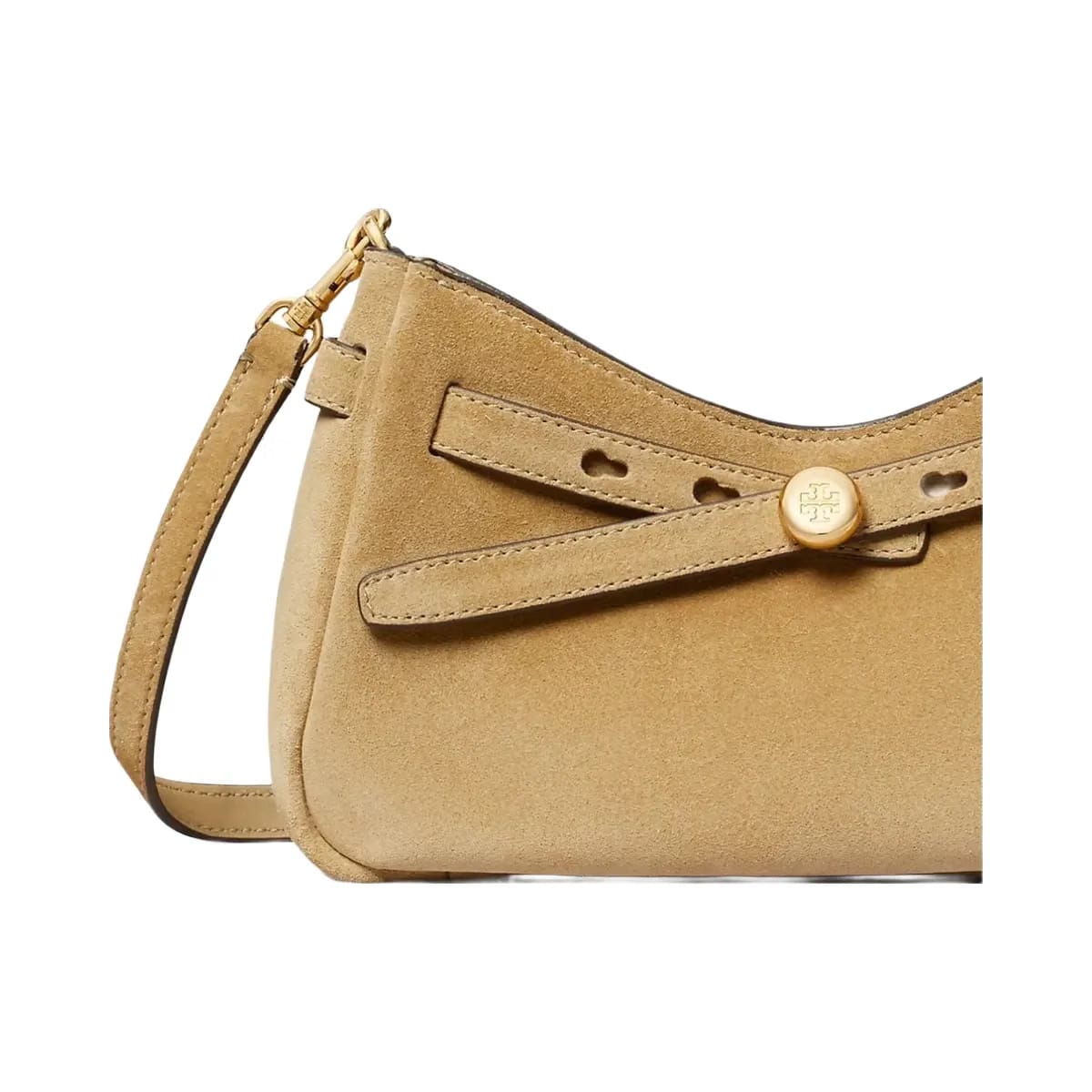 Tory Burch Romy Suede Zip Top Crossbody Bag Butter