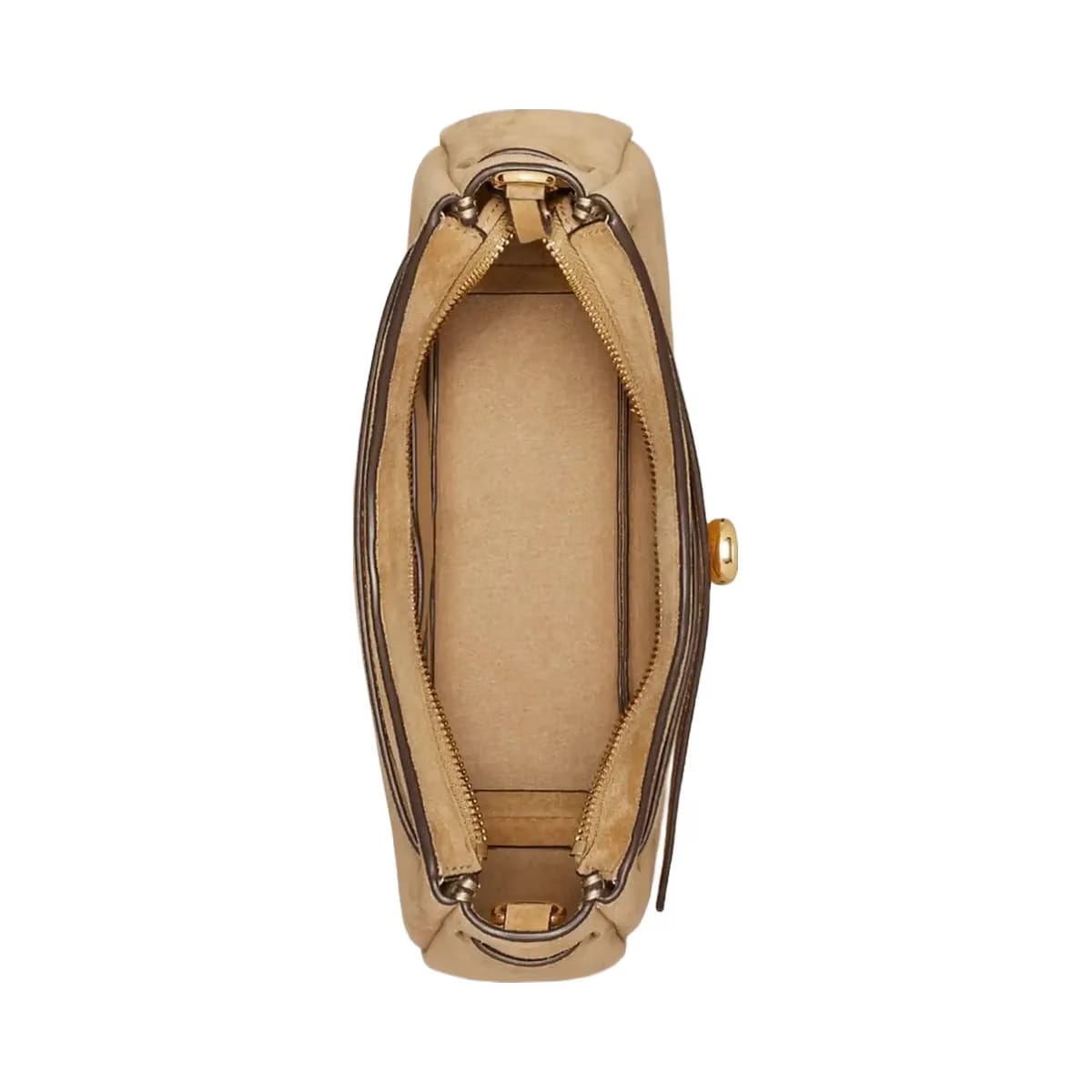 Tory Burch Romy Suede Zip Top Crossbody Bag Butter