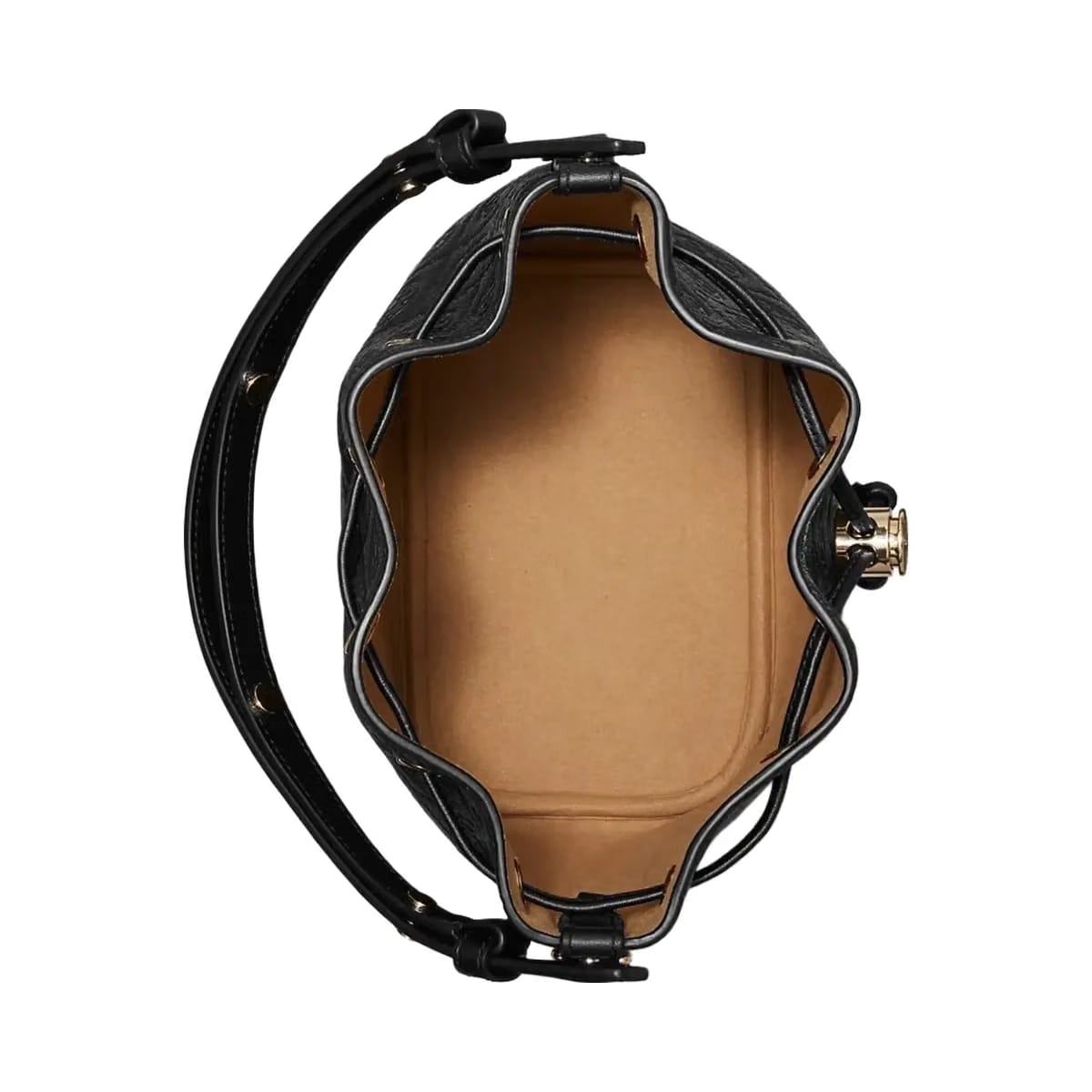 Tory Burch T Monogram Pebbled Bucket Bag Black