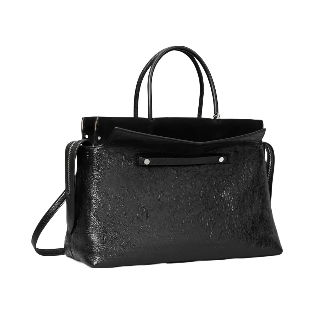 Tory Burch Large Mercer Distressed Satchel Black